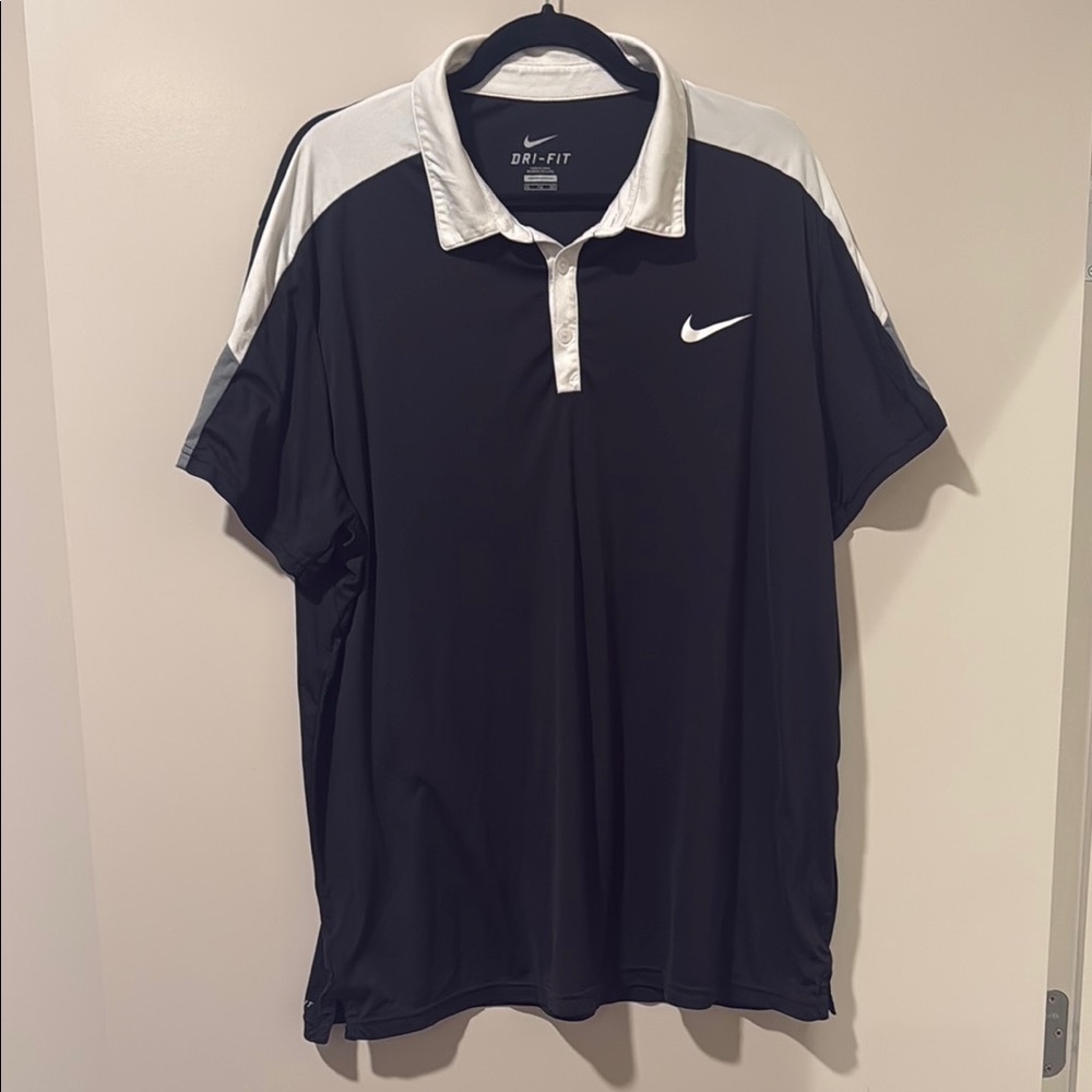 Nike Black and White Polo Shirt with Contrast Collar